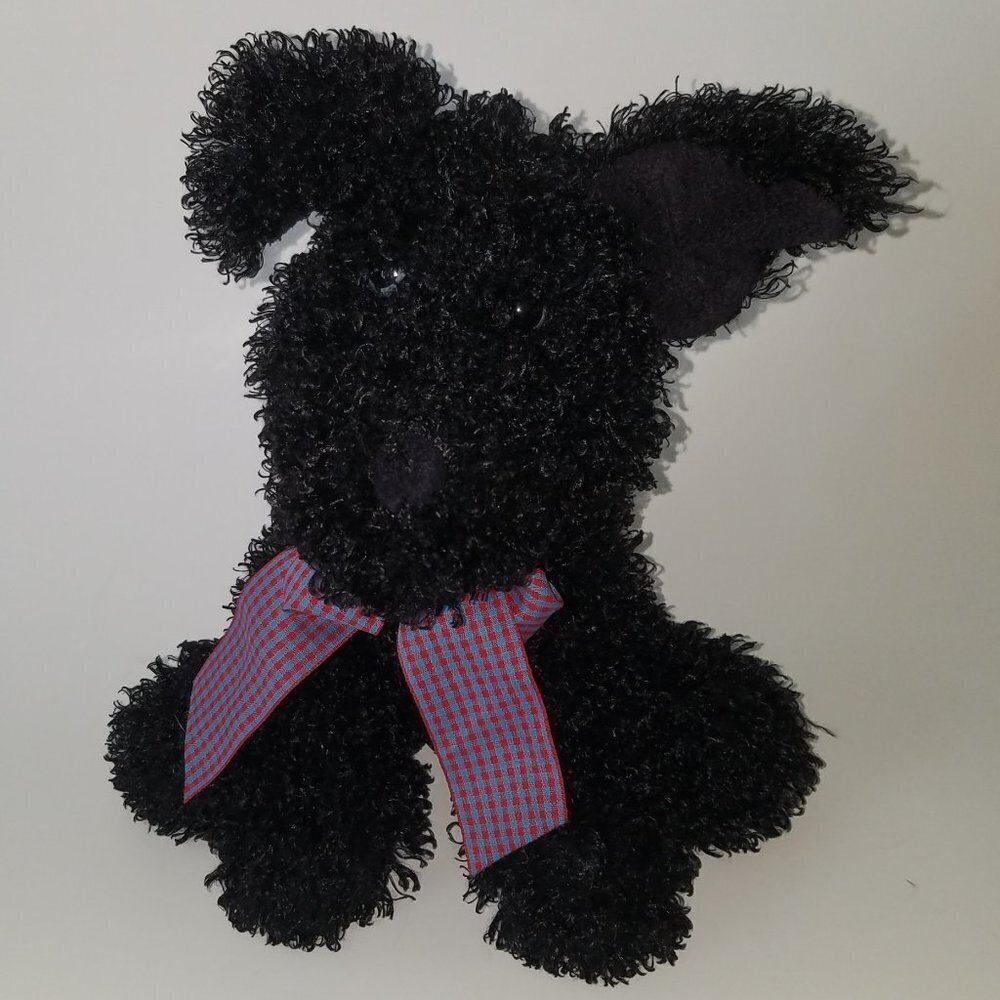 Animal Adventure Black Puppy Dog Plush 11" Toy Bow